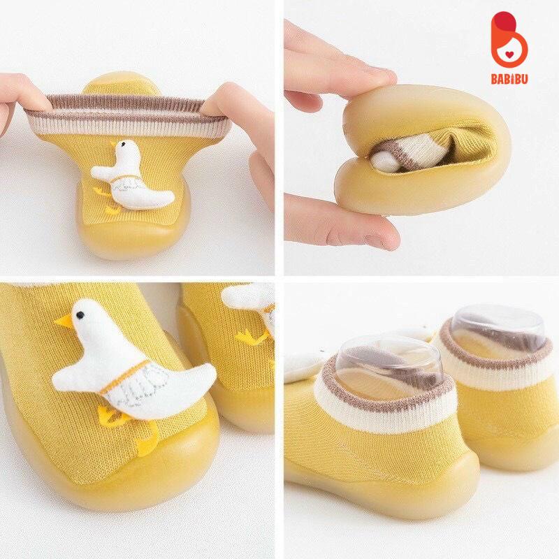 Giày Bún Tập Đi Cho Bé Trai, Bé Gái Hình Thú Cổ Ngắn, Siêu Mềm, Đế Silicon - GBTD