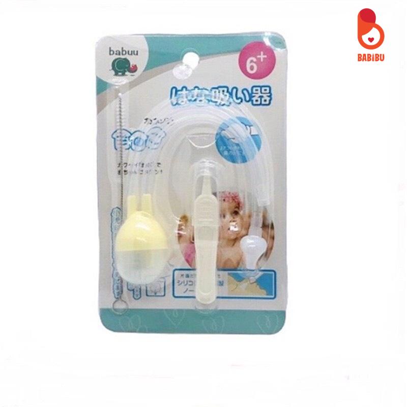 Hút Mũi Cho Bé Sơ Sinh Babuu Nhật Bản, Đầu Hút Mũi Silicon Siêu Mềm Kèm Gắp Gỉ Và Cọ Vệ Sinh Babibu - HMB