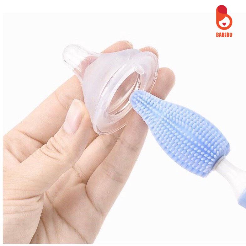 Set Cọ Bình  3 Chi Tiết Silicone Có Tay Cầm Xoay 360 Độ Dùng Cho Mọi Loại Bình Babibu