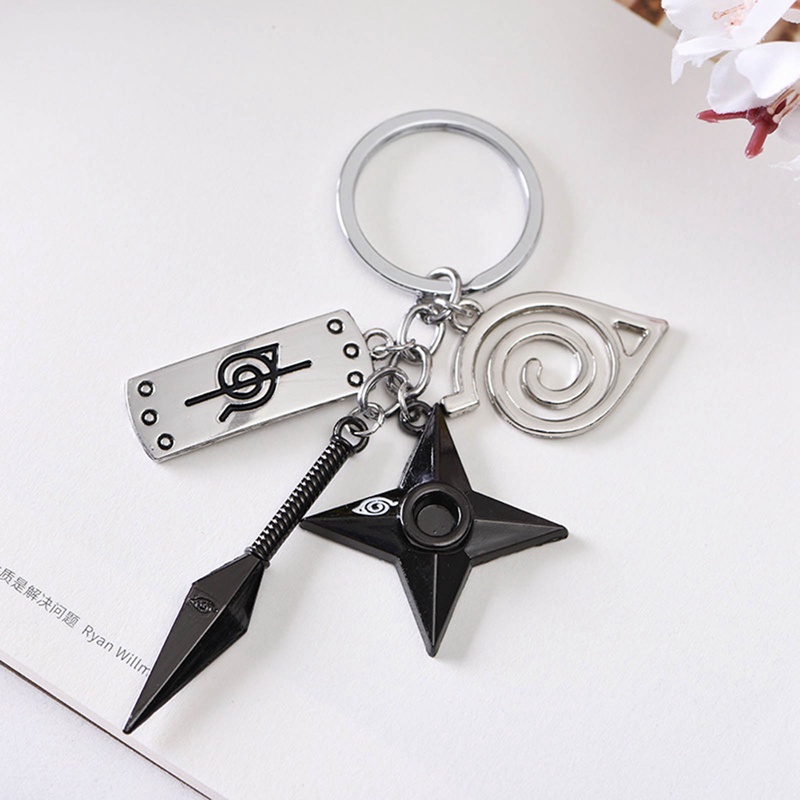 Kunai shuriken konoha Móc Chìa Khóa Xe Hơi Họa Tiết anime naruto