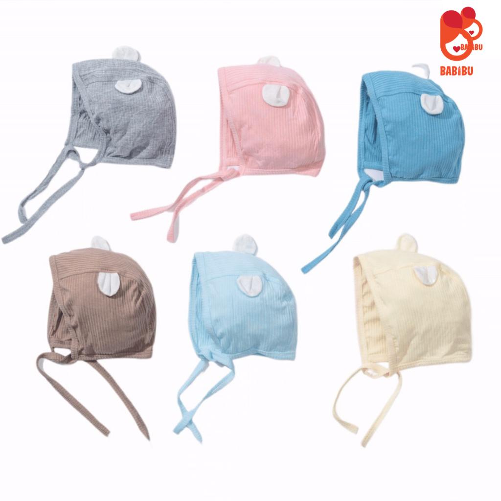 Mũ Tai Gấu/ Thỏ Có Dây Buộc Anminaza, Mũ Hình Thú Đáng Yêu Cho Bé 0 - 6m Babibu