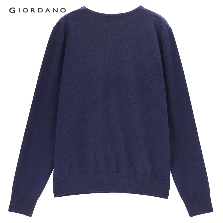 GIORDANO WOMEN V-neck solid color loose sweater 13353772