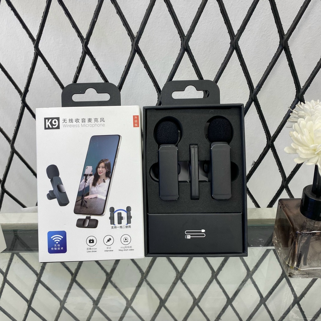 Bộ Micro Thu Âm Không Dây K9 (1 Mic, 2 Mic) Khử Tiếng Ồn Để Livestream Ghi Âm Quay Video (J.A OFFICIAL STORE) | BigBuy360 - bigbuy360.vn