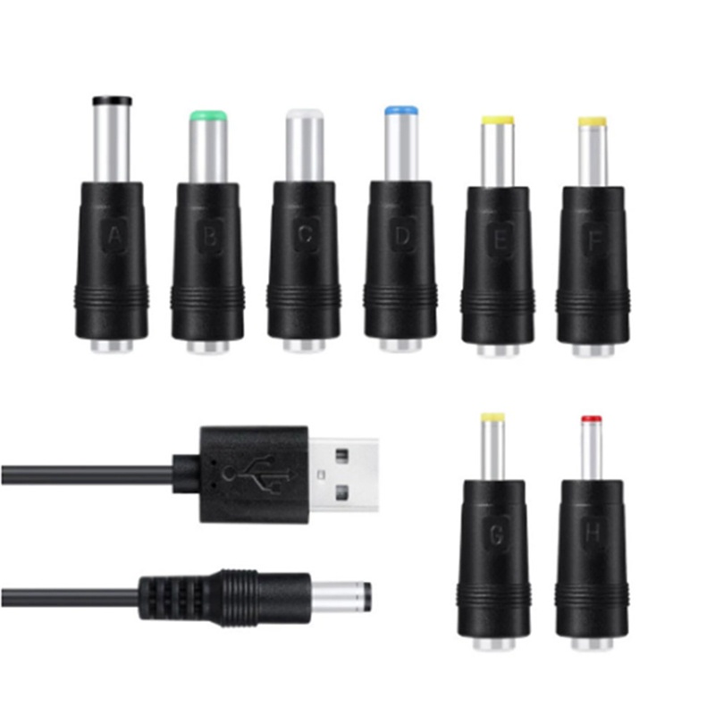 Cáp Sạc 8 Trong 1 5v usb Sang dc 5.5x2.1mm 3.5mm 4.0mm 4.8mm 6.4mm 5.5x2.5mm 6.3mm Cho Loa