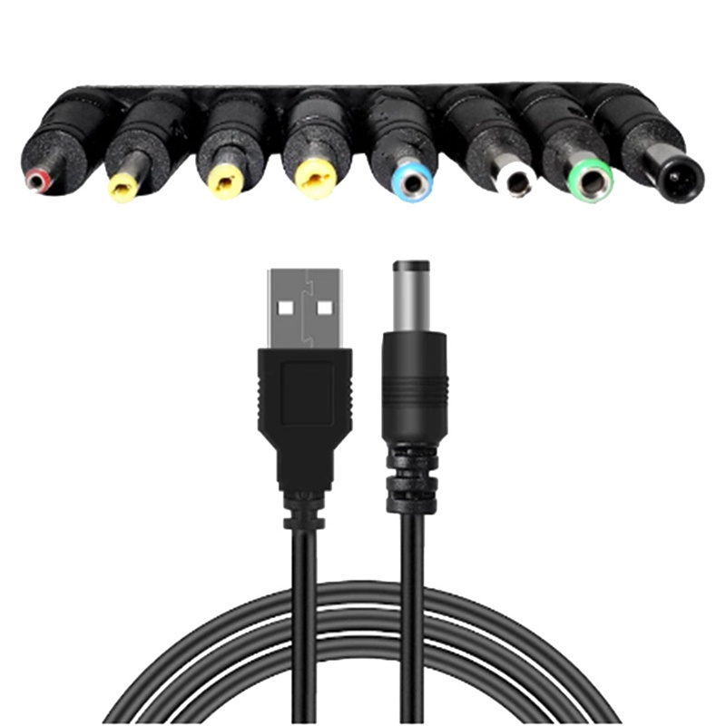 Cáp Sạc 8 Trong 1 5v usb Sang dc 5.5x2.1mm 3.5mm 4.0mm 4.8mm 6.4mm 5.5x2.5mm 6.3mm Cho Loa