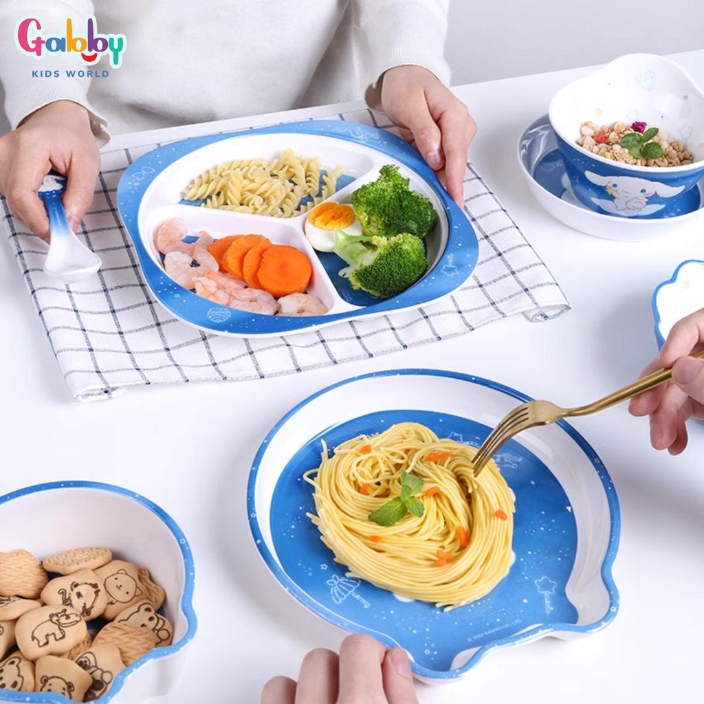 Bộ Đồ Dùng Ăn Uống Melamine Hình Cinnamoroll Đáng Yêu Cho Bé