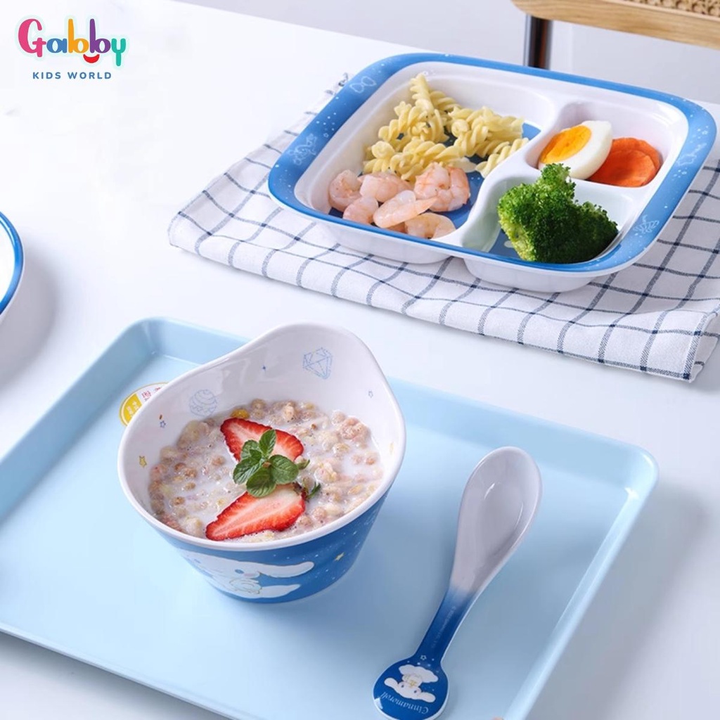 Bộ Đồ Dùng Ăn Uống Melamine Hình Cinnamoroll Đáng Yêu Cho Bé