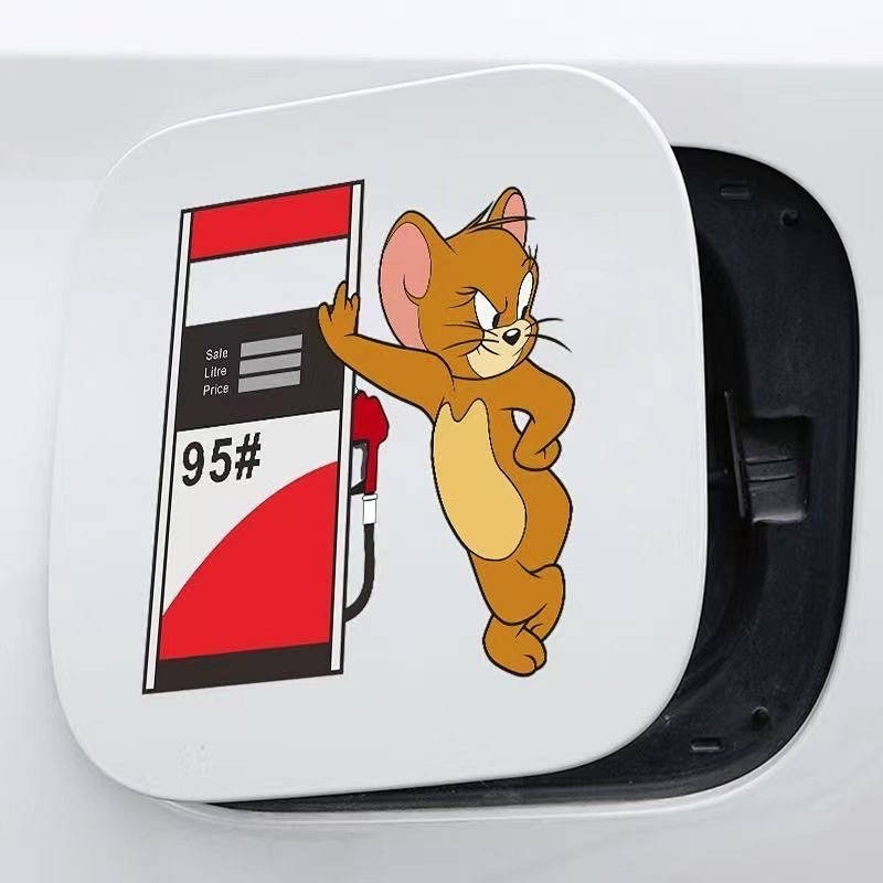 New Cat and Mouse Automobile Sticker Fuel Tank Cap Charging Slogan Oil High-End New Energy Refueling Stickers 9295 REp7
