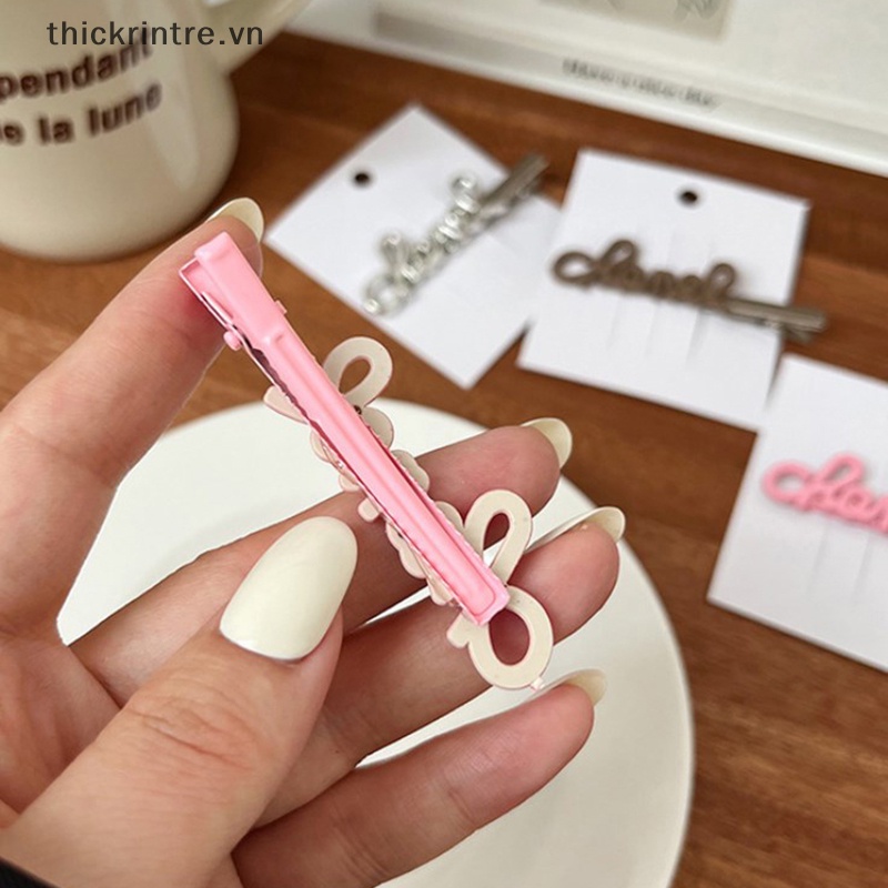 Th Kẹp Tóc Kim Loại Hình Chữ Cái Màu Hồng Đáng Yêu Cho Nữ vn
