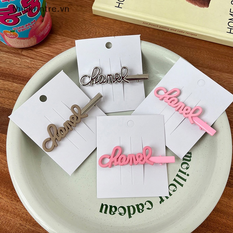 Th Kẹp Tóc Kim Loại Hình Chữ Cái Màu Hồng Đáng Yêu Cho Nữ vn