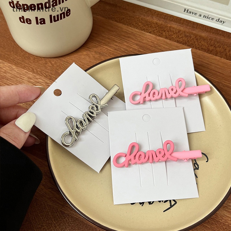 Th Kẹp Tóc Kim Loại Hình Chữ Cái Màu Hồng Đáng Yêu Cho Nữ vn
