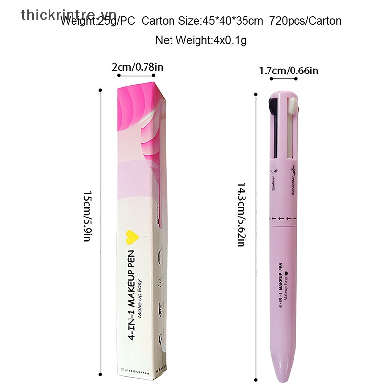 Bút Kẻ Mắt / Môi / Lông Mày 4 Trong 1 Không Thấm Nước Dễ Lên Màu Chống Mồ Hôi