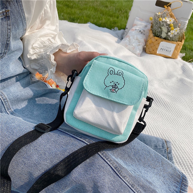 Galcheer Túi Đeo Chéo canvas Phong Cách Hàn Quốc Dễ Thương Cho Nữ