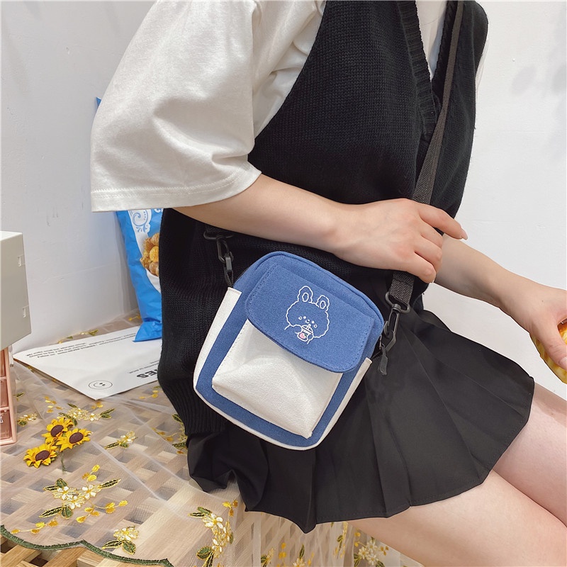 Galcheer Túi Đeo Chéo canvas Phong Cách Hàn Quốc Dễ Thương Cho Nữ