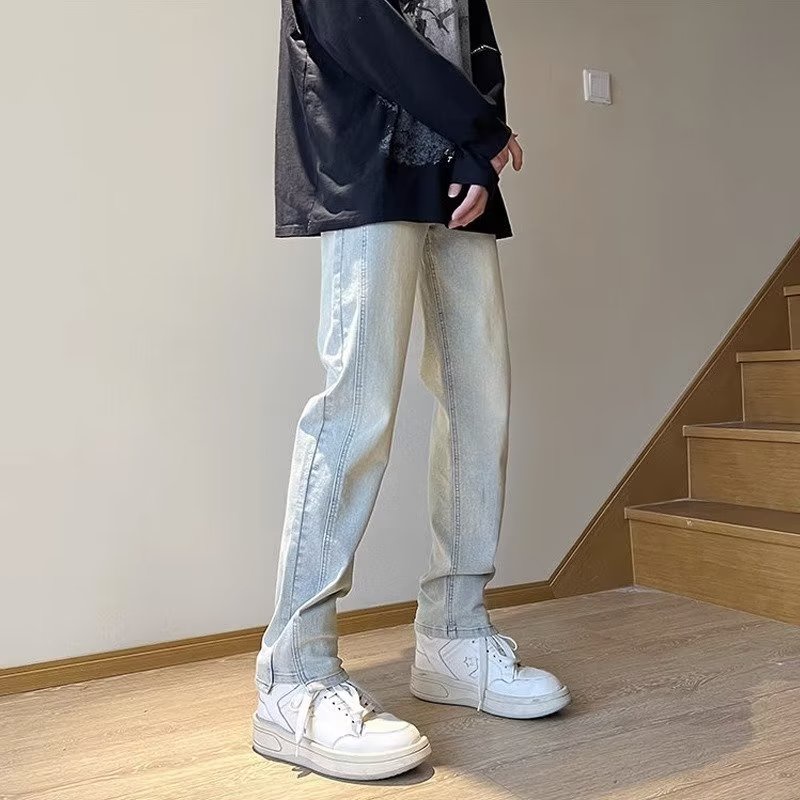 Quần jeans Dài Ống Đứng Thời Trang retro Cho Nam