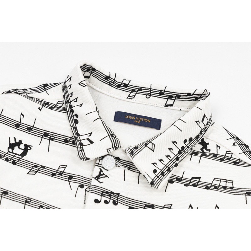 Áo Khoác Jean Dài Tay lou2356v In Họa Tiết Nốt Nhạc Thời Trang Cho Nam Và Nữ