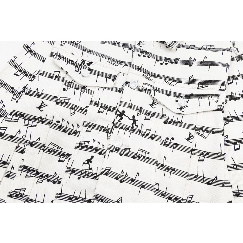 Áo Khoác Jean Dài Tay lou2356v In Họa Tiết Nốt Nhạc Thời Trang Cho Nam Và Nữ