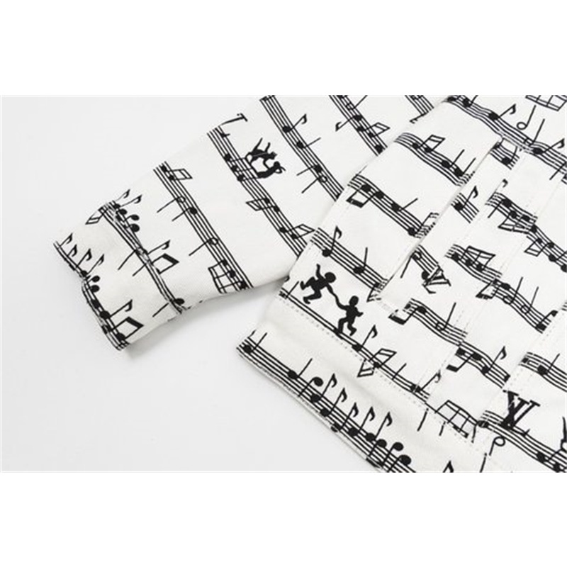 Áo Khoác Jean Dài Tay lou2356v In Họa Tiết Nốt Nhạc Thời Trang Cho Nam Và Nữ