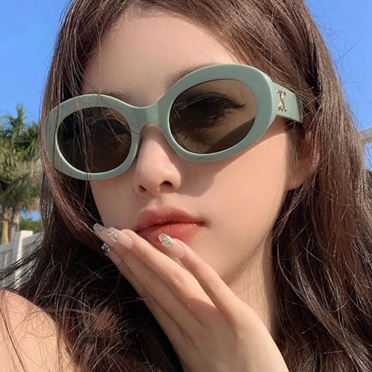 Kính Râm Nhựa Hình oval Chống Tia uv400 Phong Cách Hàn Quốc Thời Trang Cho Nữ