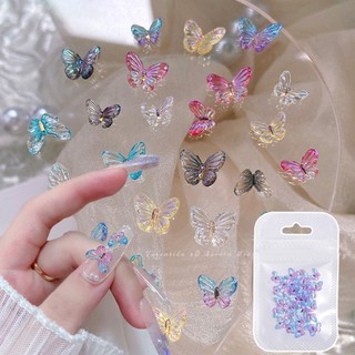Set 30 phụ kiện trang trí móng tay hình bướm nhiều màu dễ thương