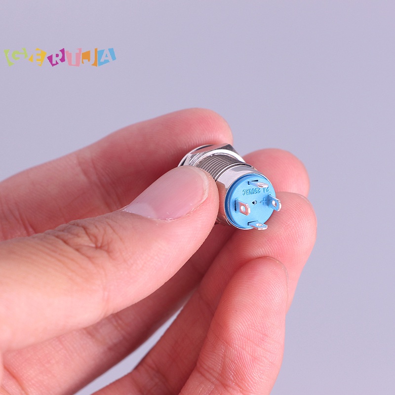 Nút Nhấn Công Tắc Đèn led Tròn Bằng Kim Loại 12mm Màu Đen