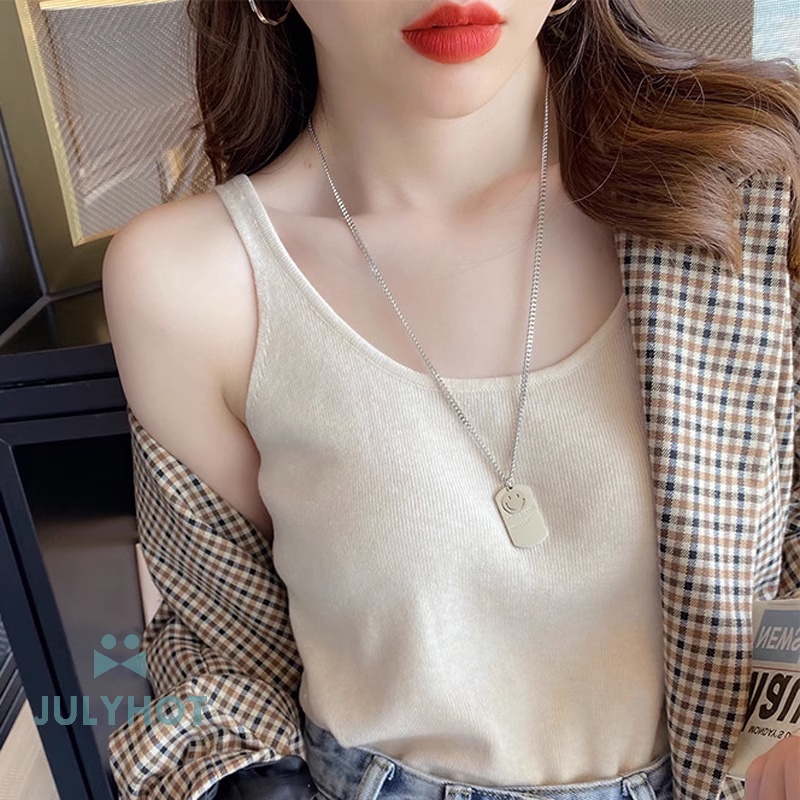 Áo Dệt Kim Sát Nách Dáng Rộng Màu Trơn Thời Trang Mùa Hè Cho Nữ