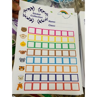 Set 10 Bảng phiếu dán stickers (2 mặt), đồ dùng dạy học