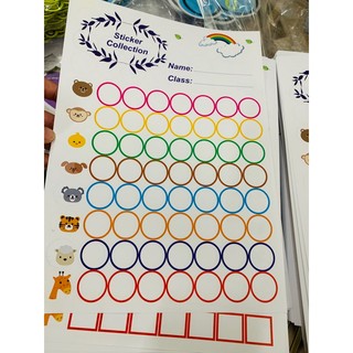 Set 10 Bảng phiếu dán stickers (2 mặt), đồ dùng dạy học