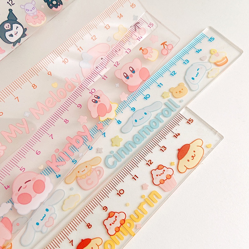 SANRIO Thước Vẽ Hình Mèo Hoạt Hình Kulomi Bằng Acrylic Trong Suốt