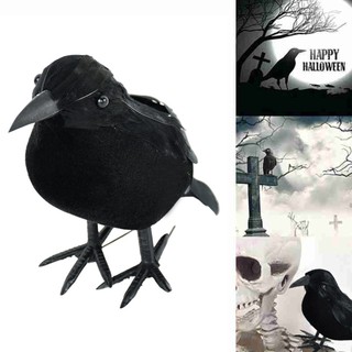 1 mô hình chim quạ đen giả để bàn trang trí halloween