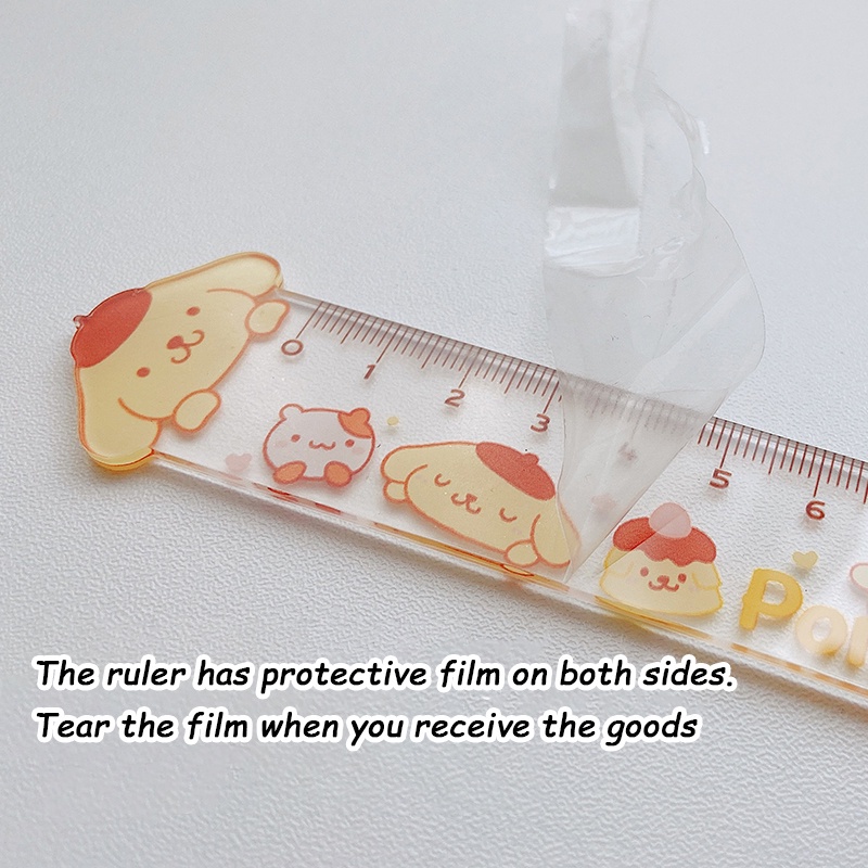 SANRIO Thước Vẽ Hình Mèo Hoạt Hình Kulomi Bằng Acrylic Trong Suốt