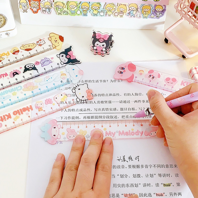 SANRIO Thước Vẽ Hình Mèo Hoạt Hình Kulomi Bằng Acrylic Trong Suốt