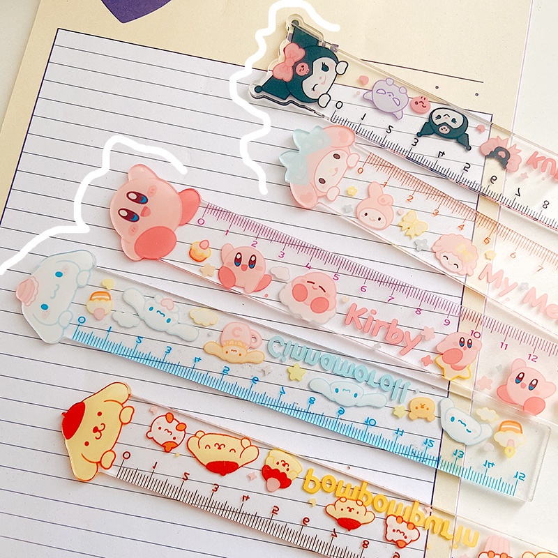 SANRIO Thước Vẽ Hình Mèo Hoạt Hình Kulomi Bằng Acrylic Trong Suốt