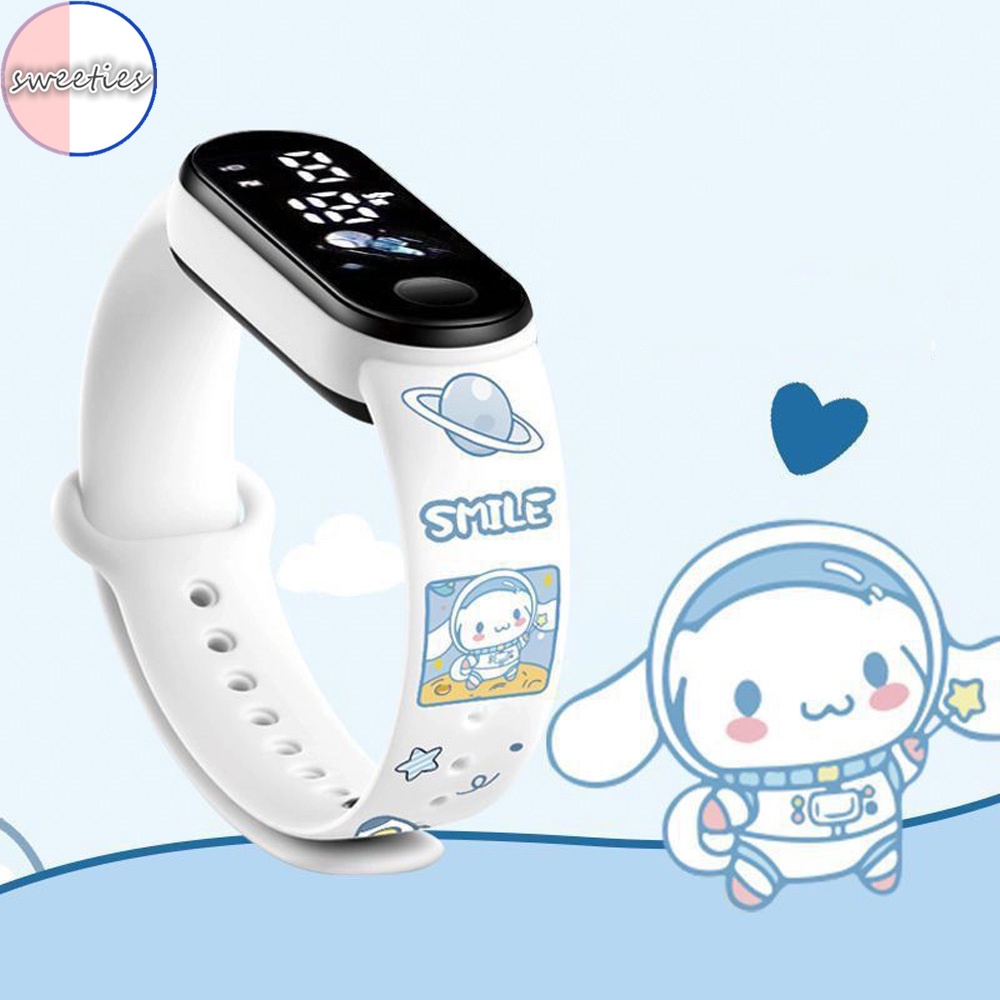 Sanrio Đồng Hồ Đeo Tay Kỹ Thuật Số Bằng Silicon Chống Thấm Nước Họa Tiết Hoạt Hình Cún kuromi pochacco Dạ Quang Dễ Thương Cho Bé