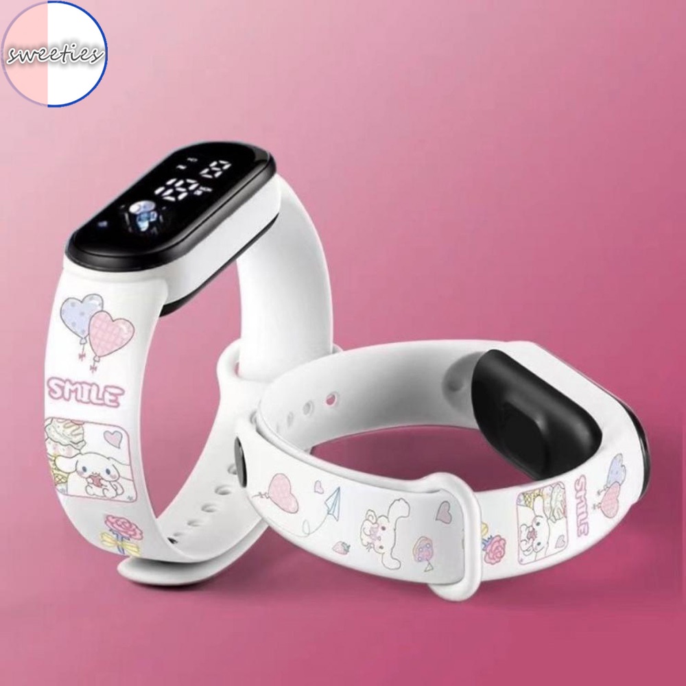 Sanrio Đồng Hồ Đeo Tay Kỹ Thuật Số Bằng Silicon Chống Thấm Nước Họa Tiết Hoạt Hình Cún kuromi pochacco Dạ Quang Dễ Thương Cho Bé