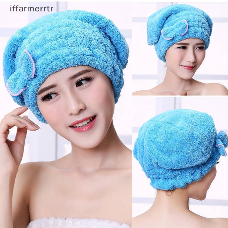 Mũ Trùm Tóc Khi Tắm Nhanh Khô Đính Nơ Xinh Xắn Cho Nữ