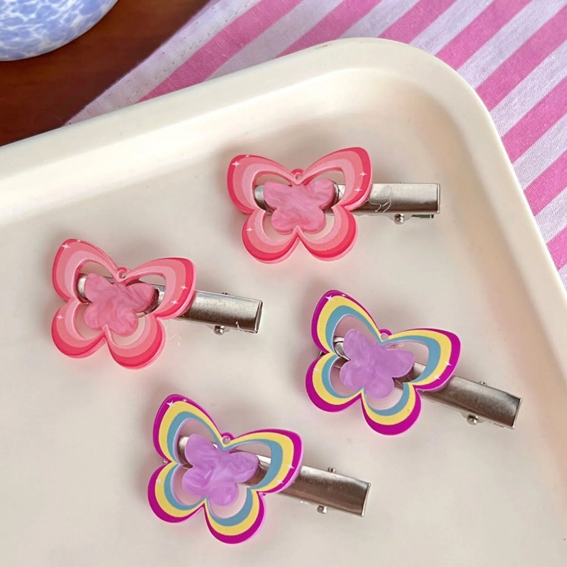 Kẹp Tóc Xương Cá Nhỏ Sáng Tạo Màu Hồng Đào Trái Tim Đôi Cánh Thiên Thần bb barrette / Ngọt Ngào Cho Bé Gái