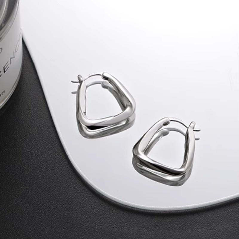 We flower Bông Tai Mạ Bạc 925 Hình Vuông Rỗng Không Gây Dị Ứng Thời Trang Cho Nữ