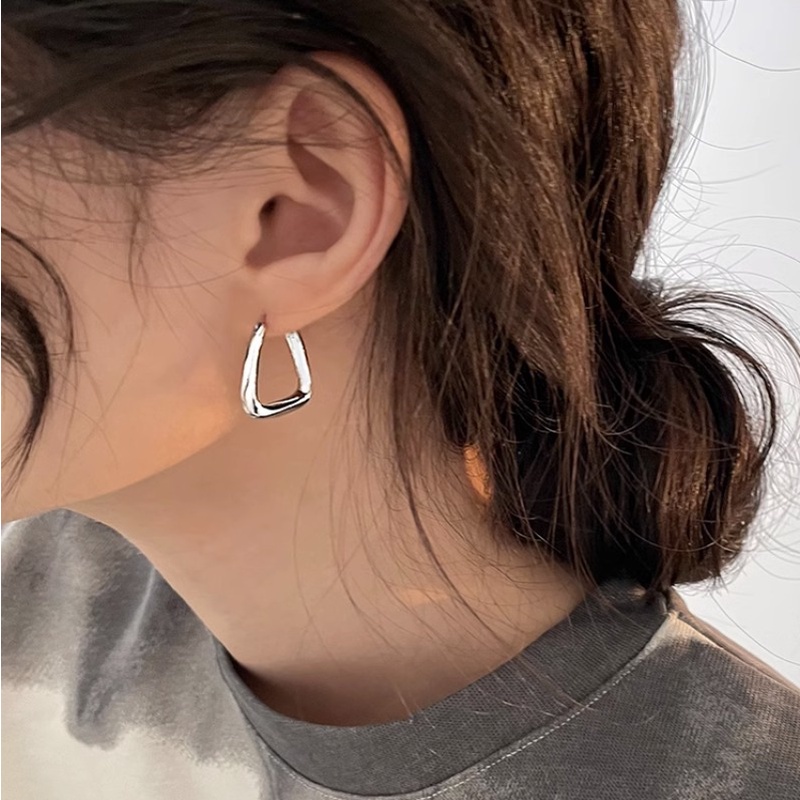 We flower Bông Tai Mạ Bạc 925 Hình Vuông Rỗng Không Gây Dị Ứng Thời Trang Cho Nữ