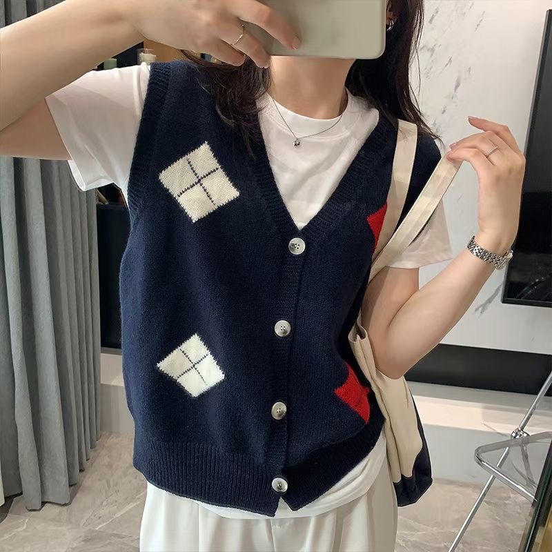 Banfamy Áo Ghi Lê Dệt Kim Cổ Chữ v Đính Kim Cương Giả Phong Cách retro Dành Cho Nữ