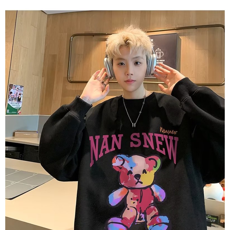 Áo Sweater Dáng Rộng Phong Cách Đường Phố hong kong Thời Trang Xuân Thu Cho Nam