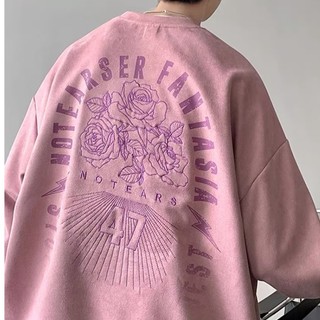 Áo sweater tay dài cổ tròn thêu chữ thời trang mùa thu 2023 cho nam