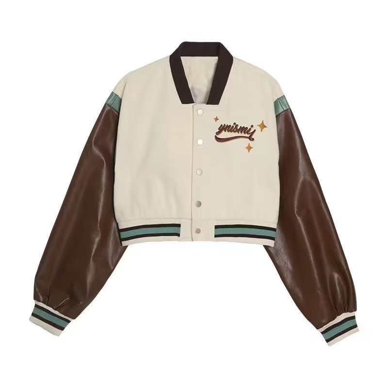 Áo Khoác Bóng Chày Da pu Tay Dài Dáng Rộng Thời Trang Thu Đông Dành Cho Nam Giới