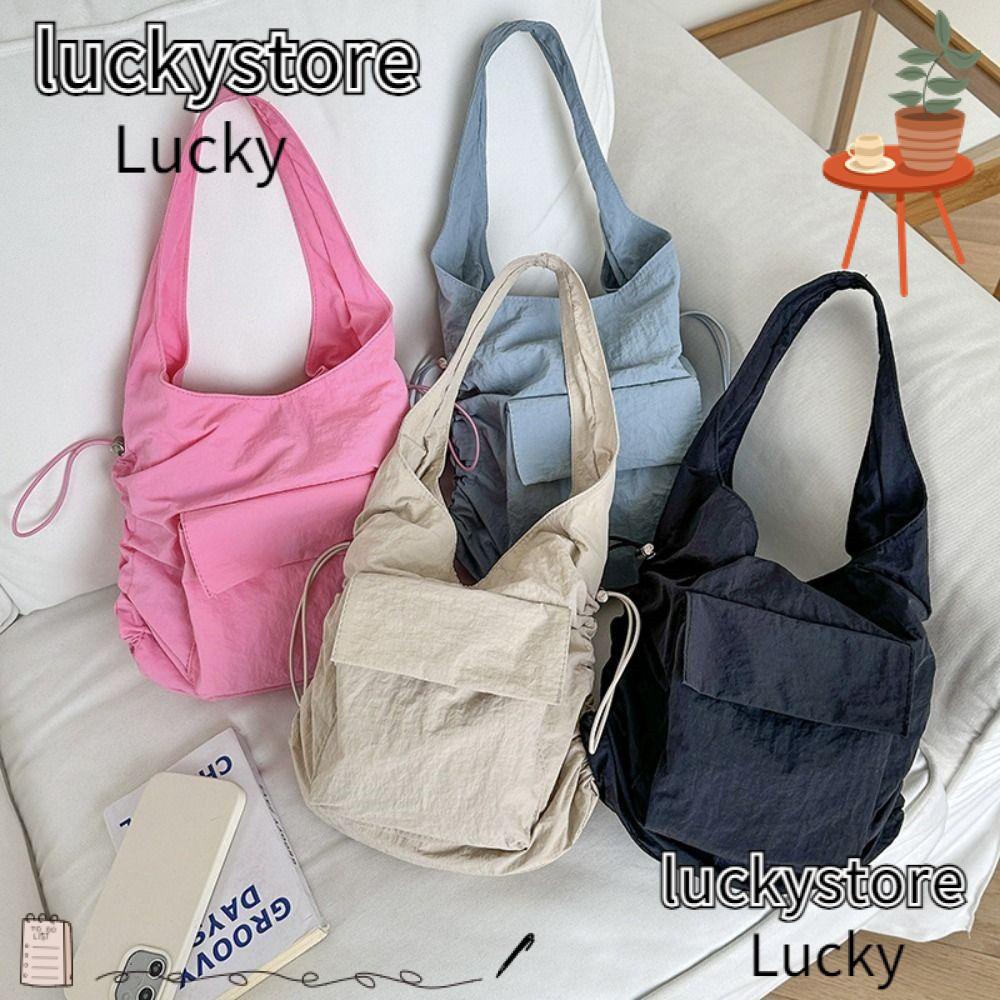 Túi Xách nylon Cỡ Lớn Màu Trơn Có Dây Rút Phong Cách Hàn Quốc Cho Nữ