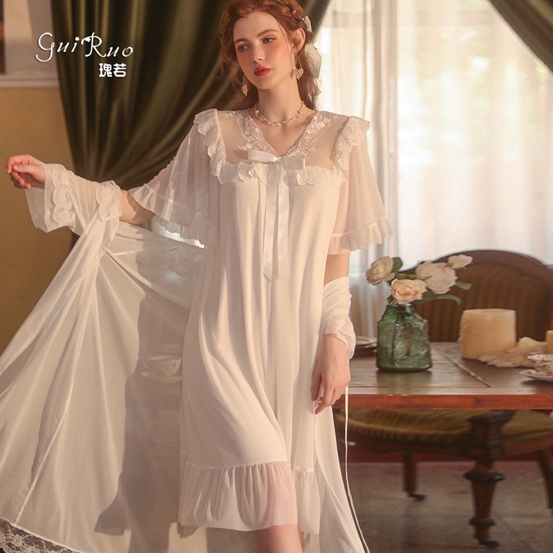 Guiruo Bộ Đồ Ngủ Ngắn Tay Màu Trơn Thoáng Khí Thoải Mái Gợi Cảm