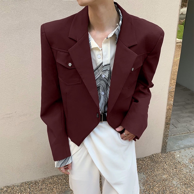 Incerun Áo Khoác Vest Tay Ngắn Thiết Kế Cắt Ba Chiều retro Cho Nam