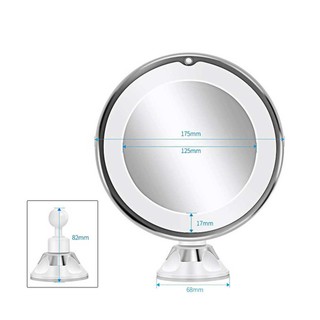 10X Magnifying Makeup Mirror with LED Light Suction Cup 360° Rotating