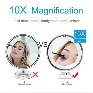 10X Magnifying Makeup Mirror with LED Light Suction Cup 360° Rotating
