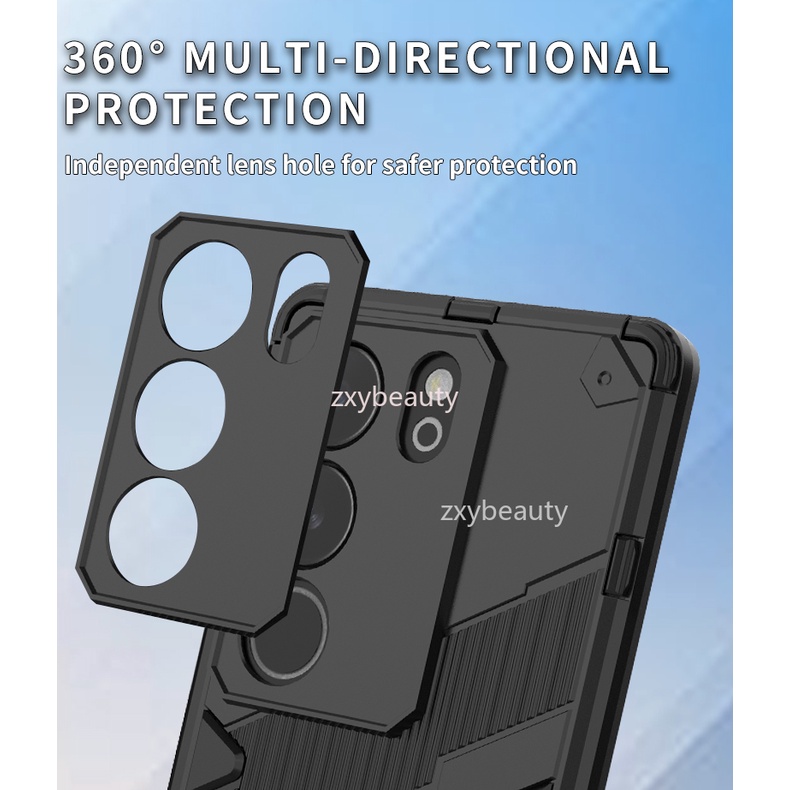 Ốp Điện Thoại Cứng Kiểu Giáp Chống Sốc Bảo Vệ camera Kèm Giá Đỡ Cho vivo v29 pro v29e v29 lite 5g