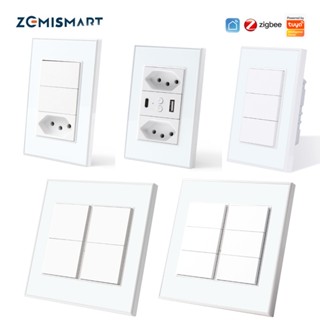 Zemismart Tuya Zigbee Smart Brazil Ổ cắm và Công tắc đèn Zigbee 1 / 2 / 3 / 4 / 6 Gangs Alexa Google Home Điều khiển bằng giọng nói 10A Tomada